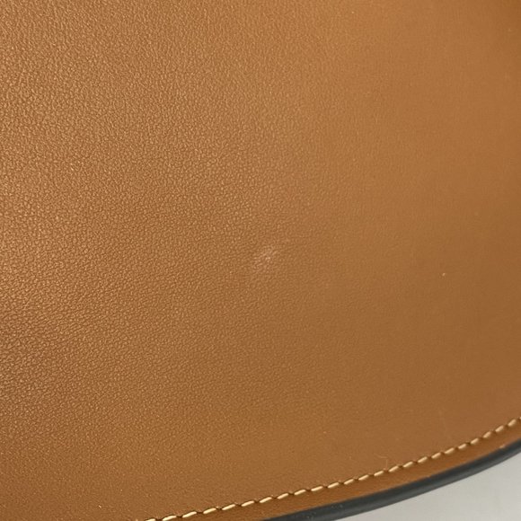 Celine Shoulder Bag Triomphe Folco Cuir Leather Brown Women's - Picture 6 of 8